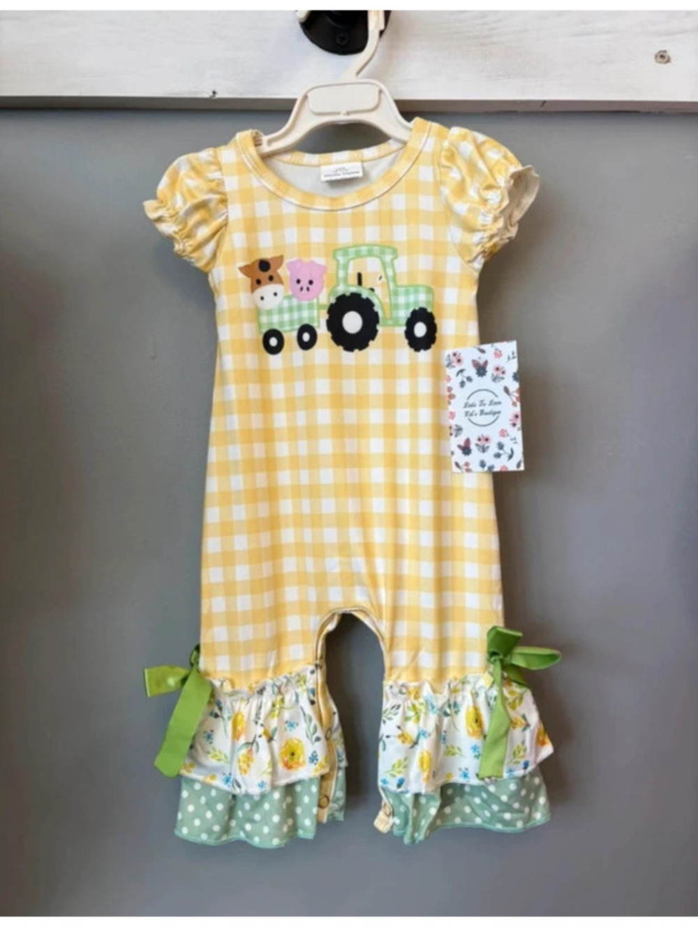 NWT 0-3 Farm Romper Gingham Boutique